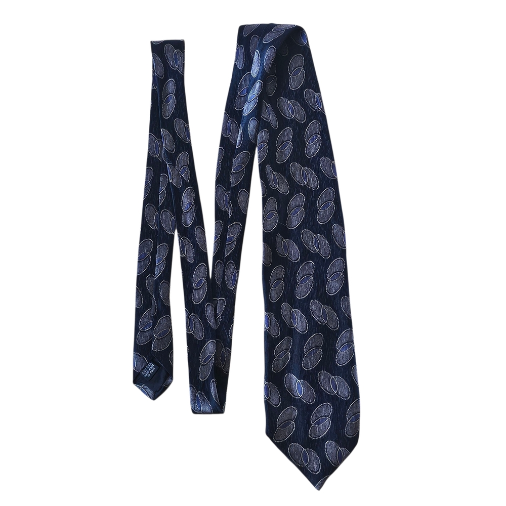 Paco Rabanne Paris Men's Silk Tie – Black Purple Gold Abstract Pattern Designer